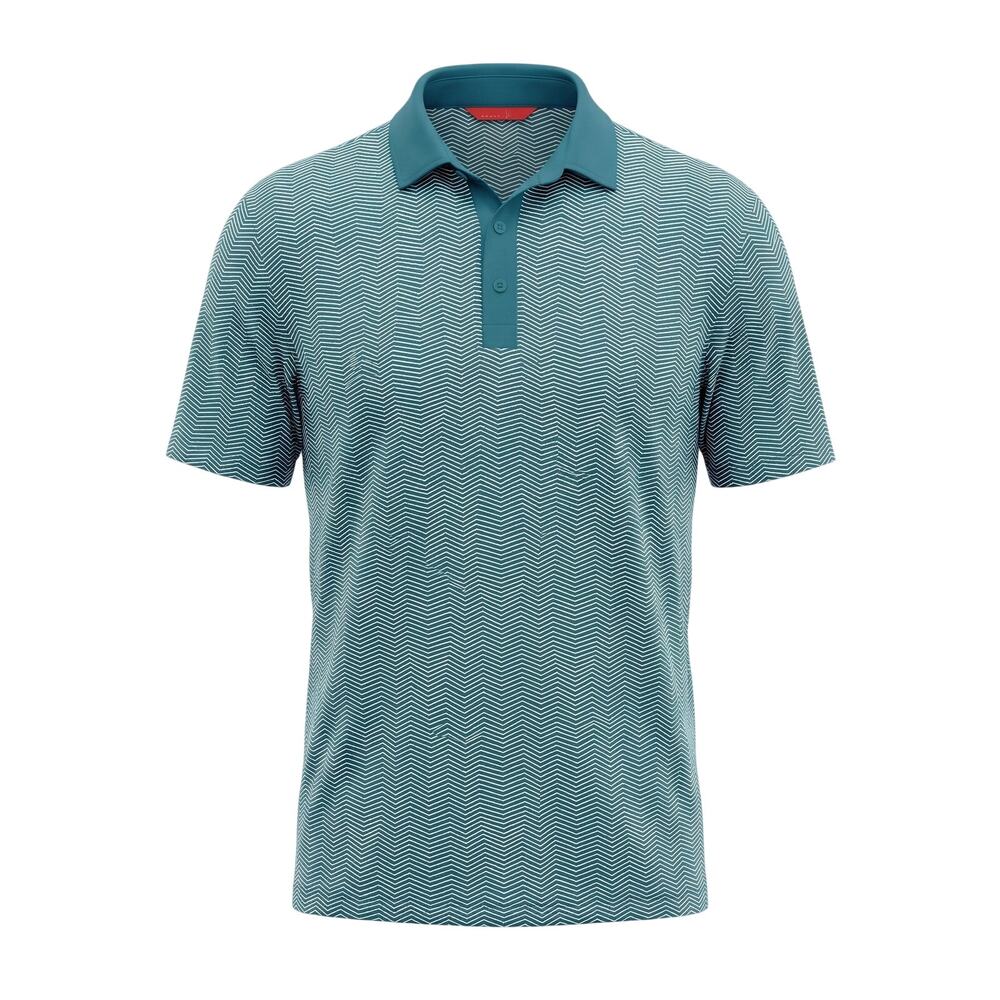 Redvanly Mens L Preppy Old Money‎ Athleisure Resortwear Chevron Golf Polo Shirt